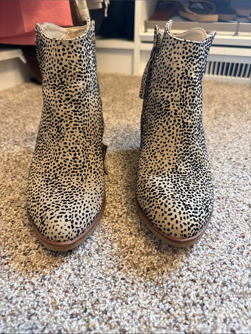 MIA Leopard-Print Ankle Boots in Cream and Black